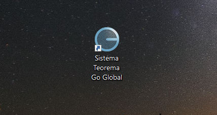 Área de trabalho do Windows exibindo o atalho com ícone do AppController e o rótulo "Sistema Teorema Go Global"