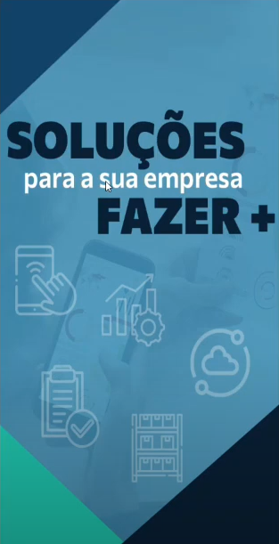 Tela de carregamento do aplicativo exibindo a mensagem "SOLUÇÕES para a sua empresa FAZER +"