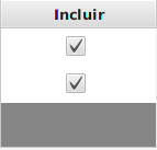 Coluna Incluir com dois checkboxes marcados, indicando configuração multibase