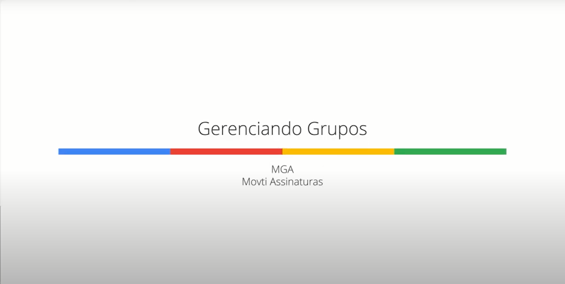Tela de apresentação "Gerenciando Grupos" do MGA Movti Assinaturas