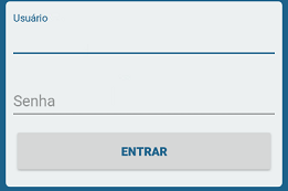 Tela de login Mobile com campos Usuário e Senha e botão ENTRAR