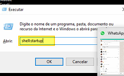Caixa Executar do Windows com "shellstartup" digitado no campo Abrir; botão OK