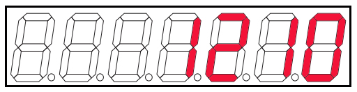 Display de 7 segmentos da balança de pesagem exibindo o valor 12,0 (dígitos "12.0" acesos em vermelho)