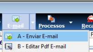 Menu E-mail expandido com as opções A - Enviar E-mail e B - Editar Pdf E-mail