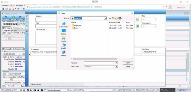 Janela Open do Windows com "Look in" mostrando unidade "Imagens (I:)" e pastas "Arquivos" e "Fotos" listadas