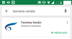 Aplicativo Teorema Vendor listado no Play Store com status "Instalado"
