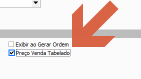 Detalhe da seção Marcadores com o checkbox Preço Venda Tabelado marcado