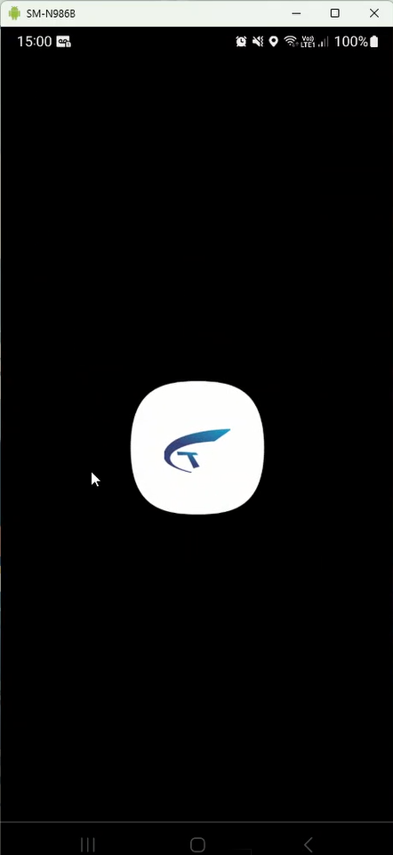 Tela de splash do aplicativo Teorema com logotipo Teorema Sistemas centralizado em fundo preto