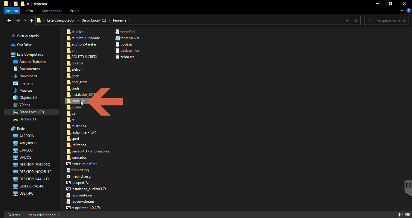 Explorador de Arquivos em C:\teorema com pasta javaapp selecionada