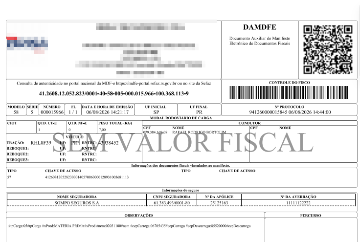 DAMDFE autorizado em produção