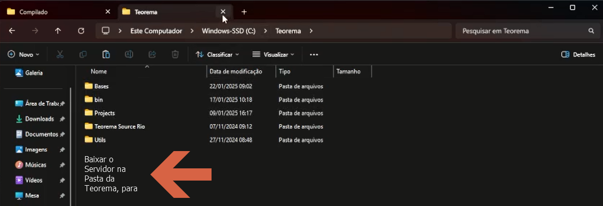Tela do Windows Explorer com diretório padrão de instalação da Teorema