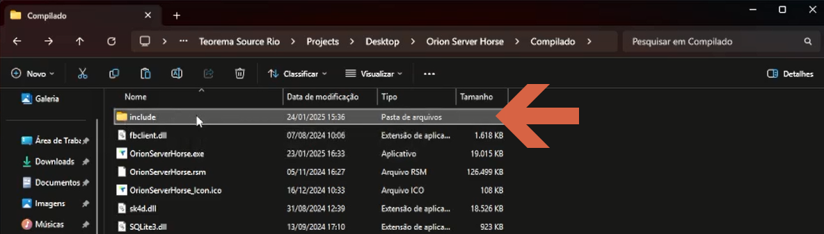 Tela do Windows Explorer exibindo a pasta DLL com arquivos de biblioteca