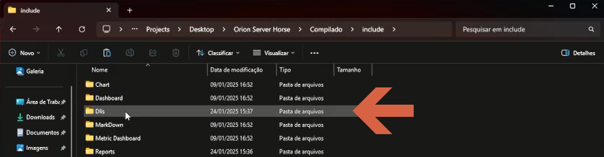Tela do Windows Explorer mostrando os arquivos de DLL disponíveis para diferentes versões do Firebird