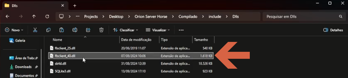 Tela do Windows Explorer exibindo a pasta onde será colada a DLL