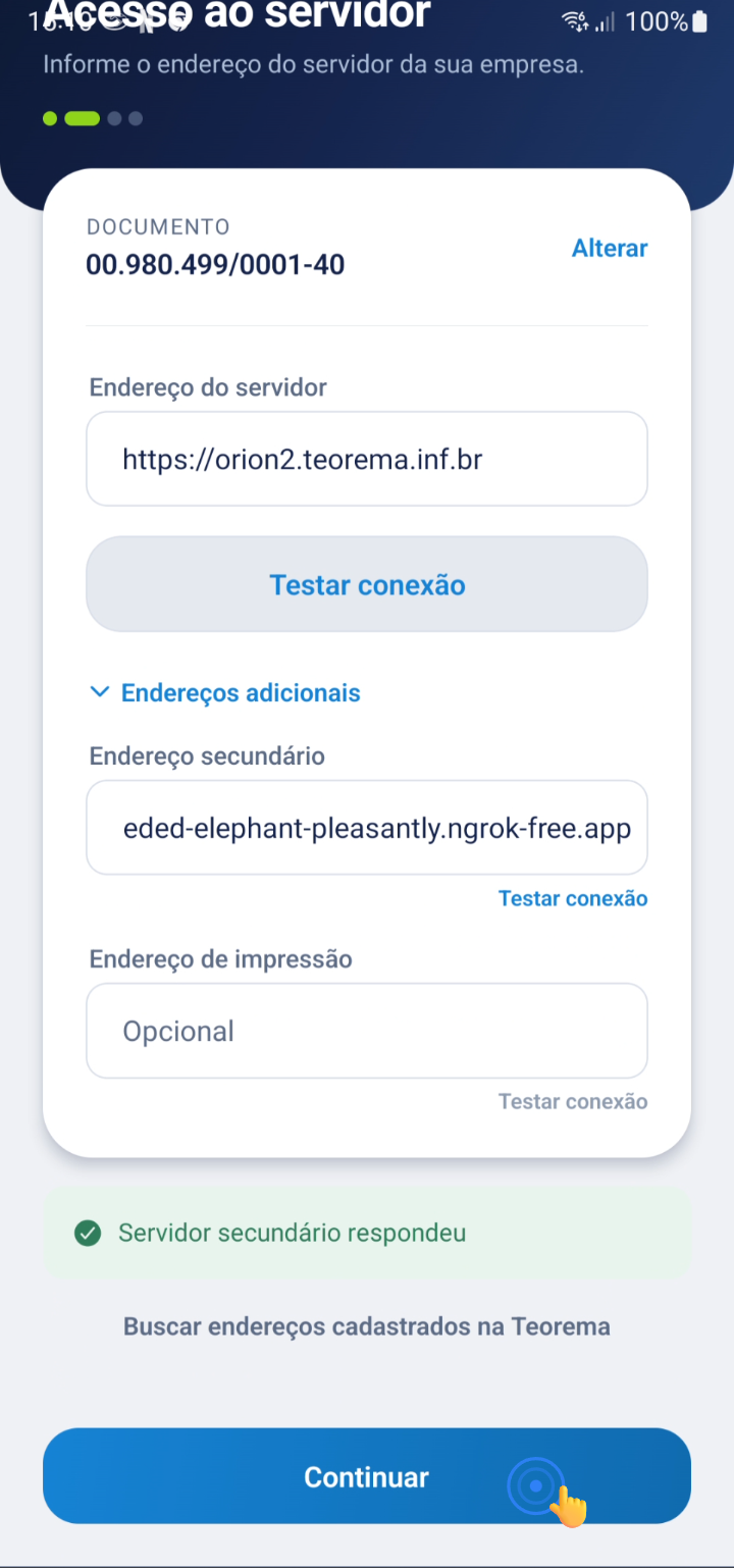 Tela de confirmação antes da autenticação