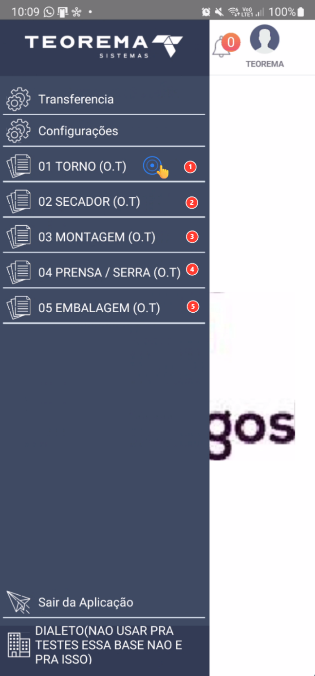 Tela principal com lista de transformações disponíveis