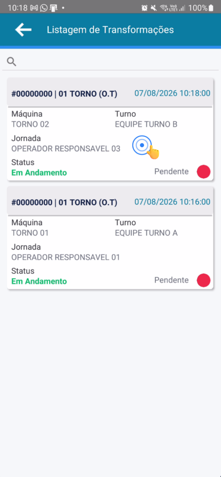 Diálogo de confirmação para reabertura de transformação