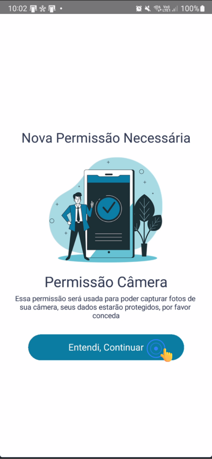Diálogo de solicitação de permissão de acesso à câmera