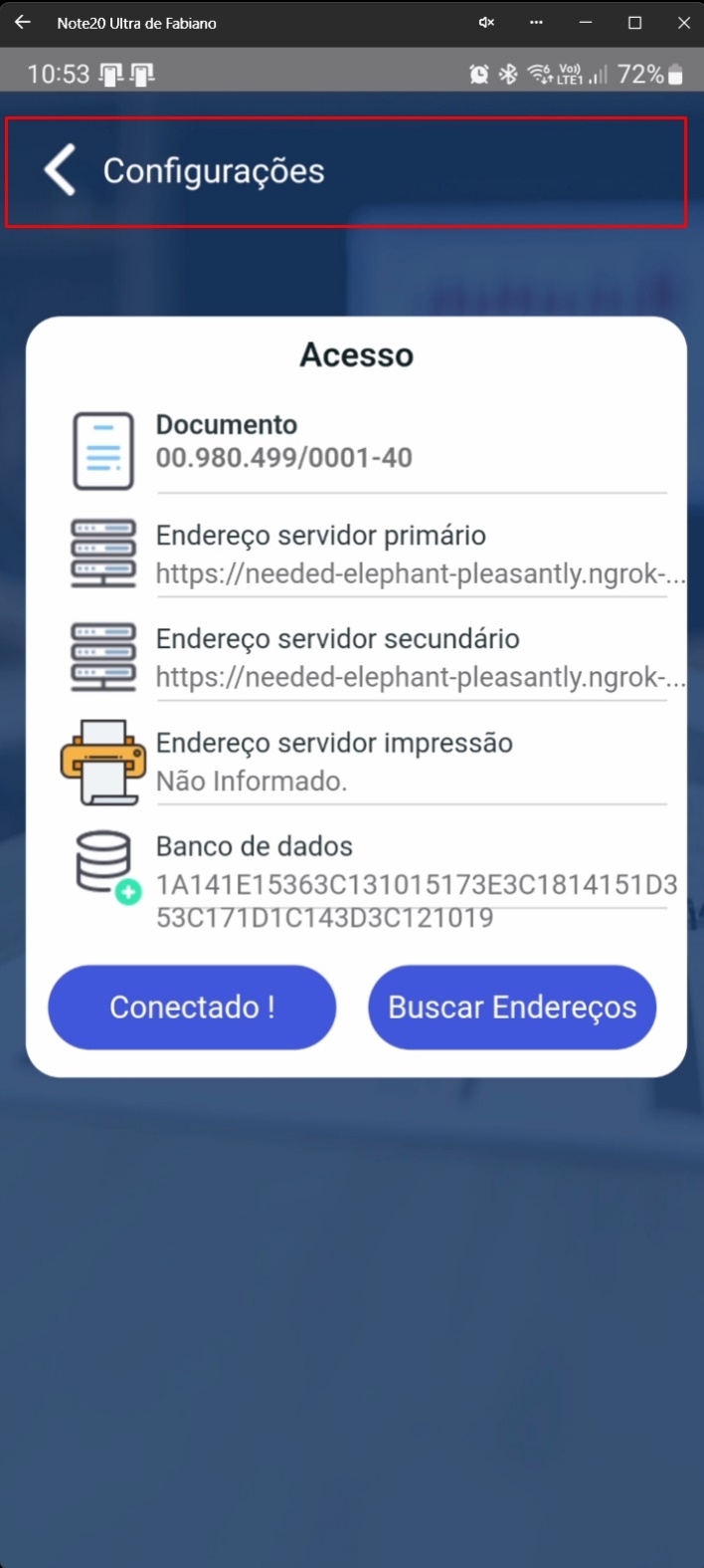 Tela de configuração concluída com opção de continuar