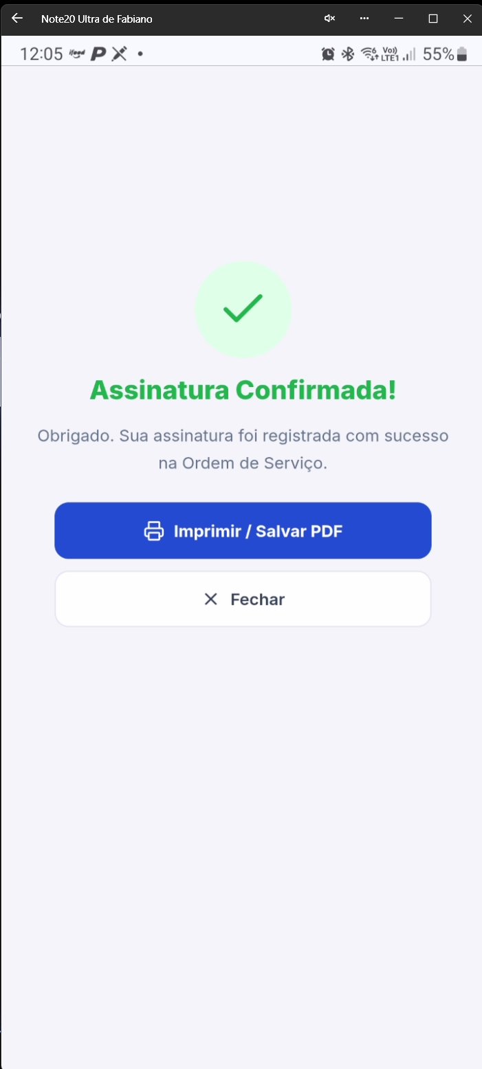 Tela web confirmando assinatura com opções de ação
