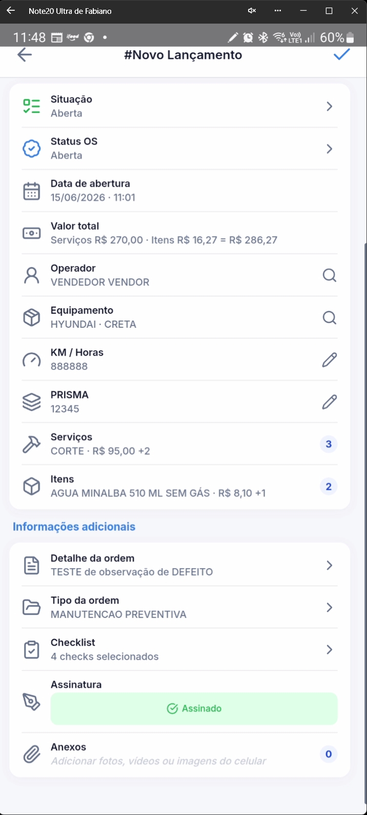 Formulário mostrando assinatura confirmada