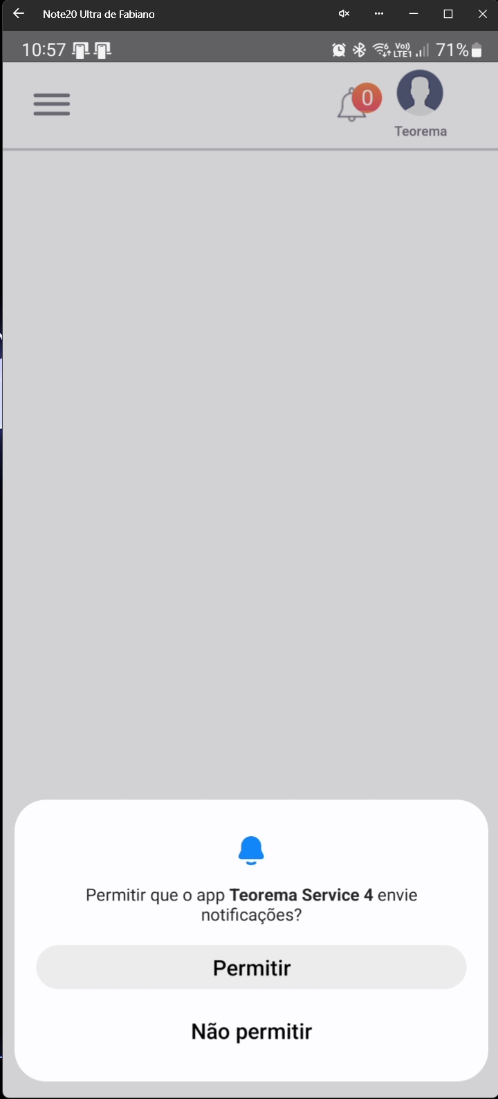 Diálogo de permissão do Android para notificações