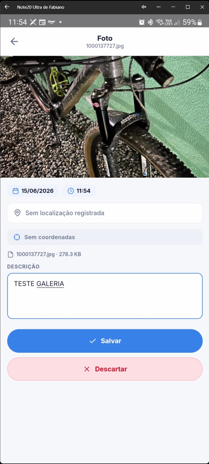 Tela mostrando pré-visualização e campo de descrição