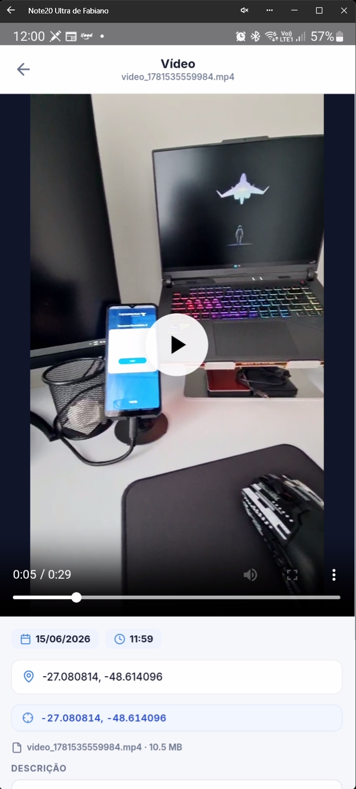 Tela do vídeo em visualização ampliada