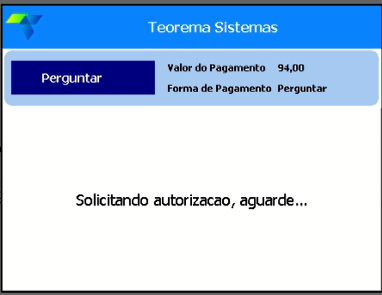 Tela Teorema Sistema com mensagem "Solicitando autorização, aguarde..."