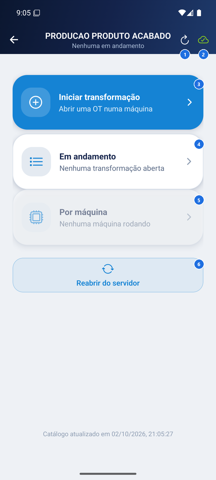 Tela de gerenciamento do processo com abas e botões de ação