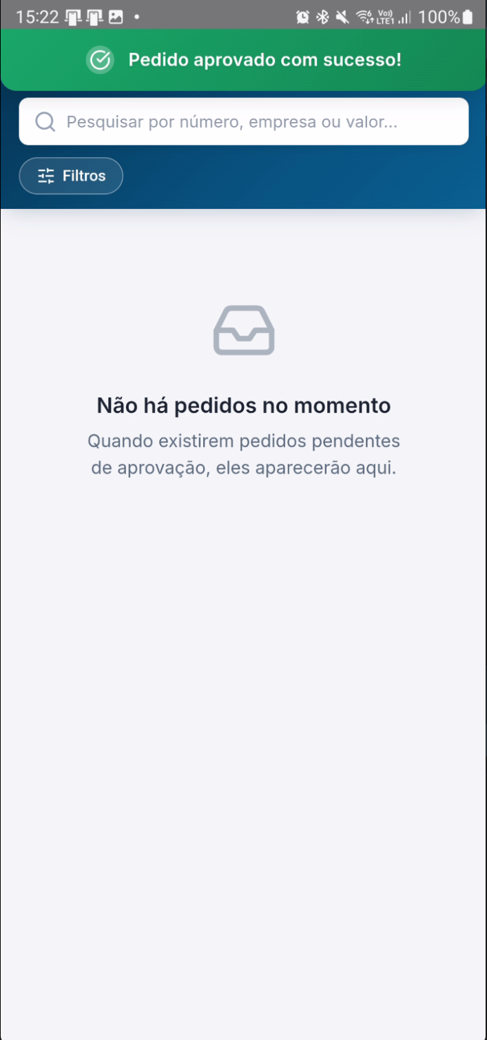 Tela com múltiplos pedidos selecionados e botões de ação